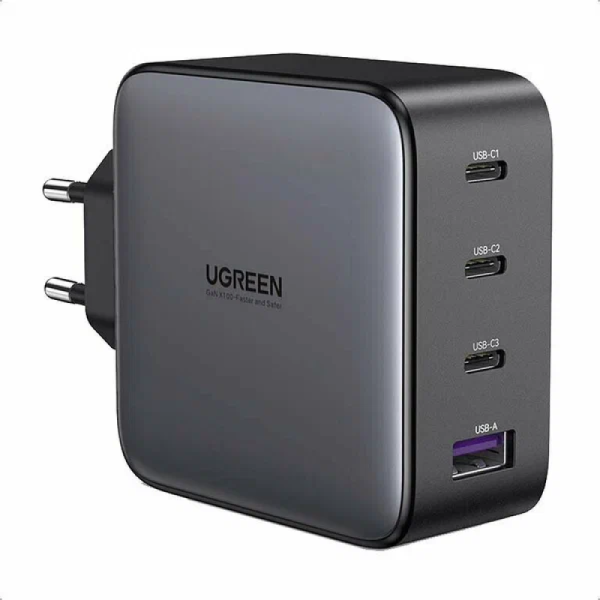 СЗУ UGREEN CD226 USB-A+3*USB-C 100W GaN, черный